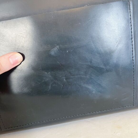 Vintage Tesoro Black Leather Satchel Laptop Bag Briefcase - Picture 5 of 8